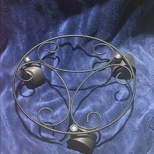 Black Decorative Plant Caddy with Swirl Design